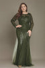 Curveins Plus Size Round Neck Long Sleeve Sequin Bodycon Maxi Dress