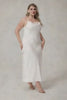 Curveins Plus Size Trimmed Lace High-Slit Spaghetti Strap Dress, Chic Elegant Nightwear