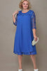 Curveins Plus Size Embroidered Patchwork Round Neck Half Sleeve Midi Dress