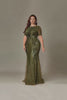 Curveins Plus Size Round Neck Floral Sequins Mermaid Maxi Dress