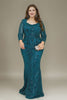 Curveins Plus Size V Neck Long Sleeve Sequin Floral Pattern Elegant Maxi Dress