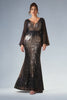 Curveins Plus Size Sparkling V-Neck Batwing Long-Sleeve Curve-Fit Maxi Dress