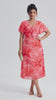 Curveins Plus Size V Neck Batwing Sleeve Flowy Elegant Midi Dress