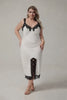 Curveins Plus Size Lace Strap Side-Slit Cami Nightdress with Lace Trim, Elegant Flirty Sleepwear