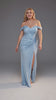 Curveins Plus Size Strapless Sleeveless Ruched Slit Elegant Maxi Dress
