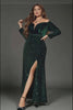Curveins Plus Size V-Neck Velvet Sequin Strapless Maxi Dress