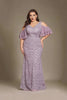 Curveins Plus Size V-Neck Long Sequin Mermaid Bodycon Maxi Dress