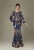 Curveins Plus Size Round Neck Long Sleeve Sequin Fishtail Maxi Dress