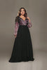 Curveins Plus Size V-Neck Floral Patchwork Maxi Dress with Flattering Flare Sleeves