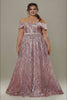 Curveins Plus Size Off-Shoulder Textured Sequin Waist-Defined Maxi Dress