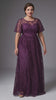 Curveins Plus Size Crew Neck Batwing Sleeve Floral Cinched Waist Elegant Maxi Dress